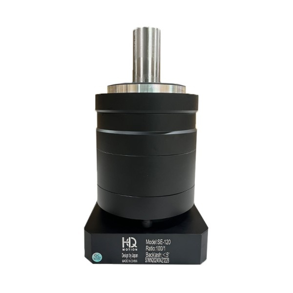 گیربکس 120 خورشیدی سرووموتور HQM اچ کیو ام مدل SE120-100-24 سایز 120 نسبت 1 به 100 شفت ورودی 24 شفت خروجی 32 فلنج گرد مناسب 2 کیلووات 2000 دور (گیربکس سیاره ای) (اورجینال وارداتی)