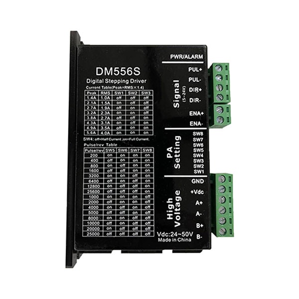 استپ درایو دو فاز 5.6 آمپر 24V--60V DC اچ کیو ام hqm مدل DM556 مخصوص موتورهای 4 تا 45 کیلوگرم استپ موتور 42HS04 تا 86HS45 (اورجینال وارداتی)