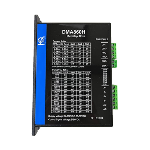 استپ درایو دو فاز 6 آمپر 24V--80V DC/24V-80V AC اچ کیو ام hqm مدل DMA860H مخصوص موتورهای 45 تا 150 کیلوگرم 86HS45 تا 110HS150 (اورجینال وارداتی)
